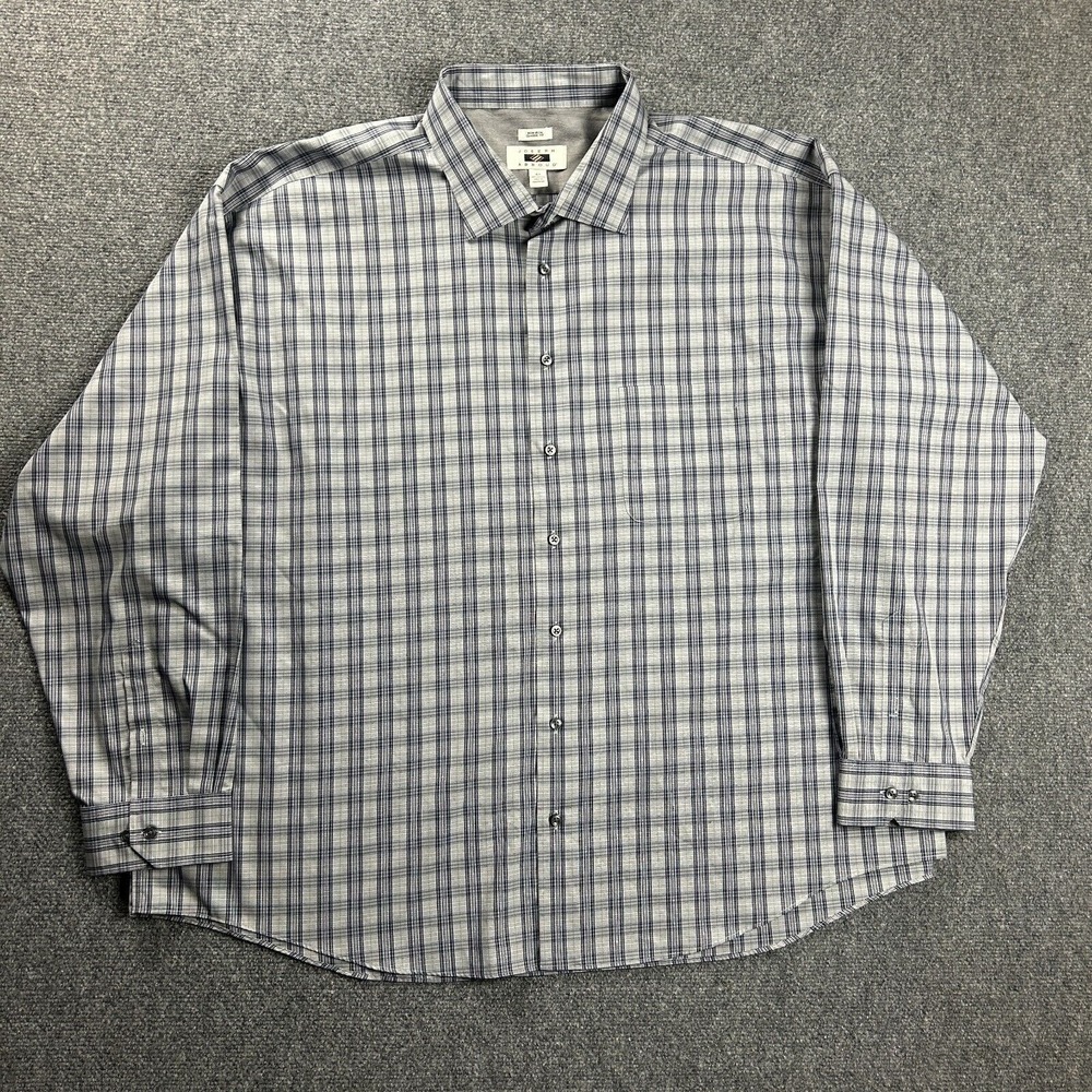 Joseph Abboud Shirt Mens 4X Gray Button Up Classic Fit Plaid 100% Cotton